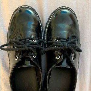 Black lace loafers